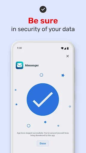 Be sure in security screen with blue checkmark confirming Messenger app permissions have been secured successfully