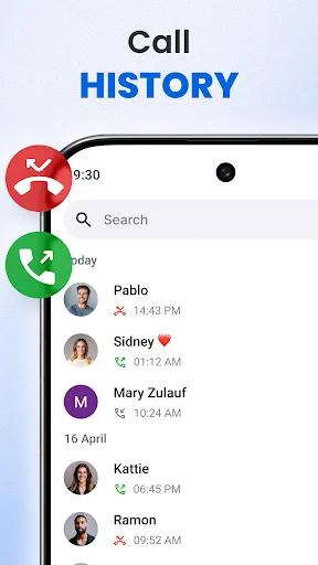 All-in-one dialer showing dial interface with favorite contacts, contact list, and numeric keypad for making phone calls