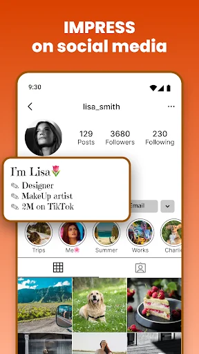 Social media integration showing custom font styling for impressive profile text and posts using Fonts Keyboard app