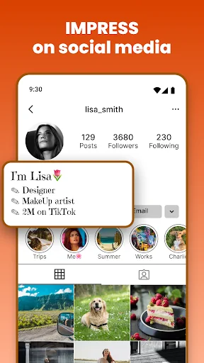 Social media profile displaying stylish custom fonts in bio text created with Fonts Keyboard for impressive social posts