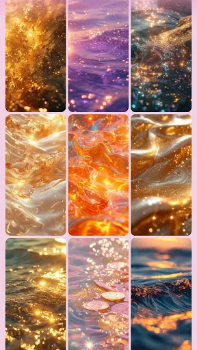 Sparkling abstract wallpapers with golden, purple and teal glitter effects for girls phone personalization
