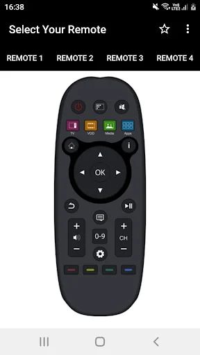 Compact Hisense TV remote with streaming app shortcuts, circular OK navigation pad, and volume/channel controls