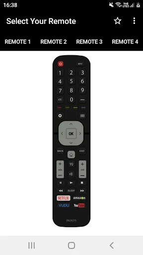 Minimalist Hisense remote design with number pad, central OK button, Netflix shortcut, and essential TV controls