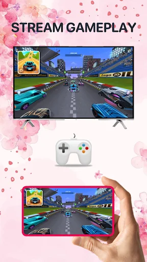 Stream gameplay - Racing game streaming from phone to TV with game controller setup