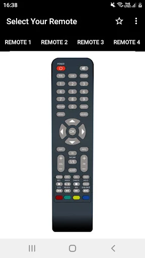 Skyworth Remote Controller Remote 3 view showing streamlined black TV remote with directional pad and essential control buttons