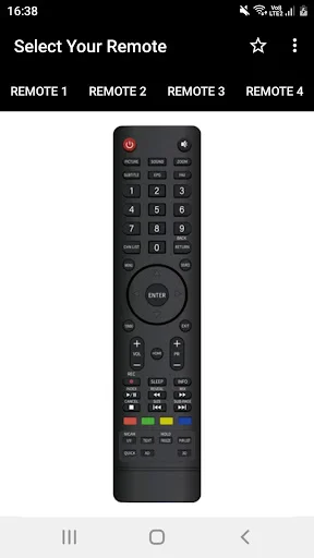 Skyworth Remote Controller Remote 5 displaying sleek black TV remote with power button, number pad and directional controls