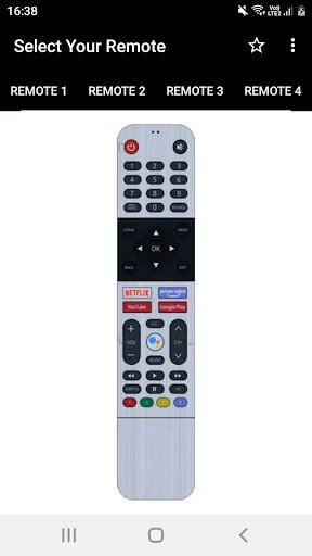 Skyworth TV Remote app Remote 8 displaying silver remote with Netflix, Prime Video buttons and comprehensive control layout