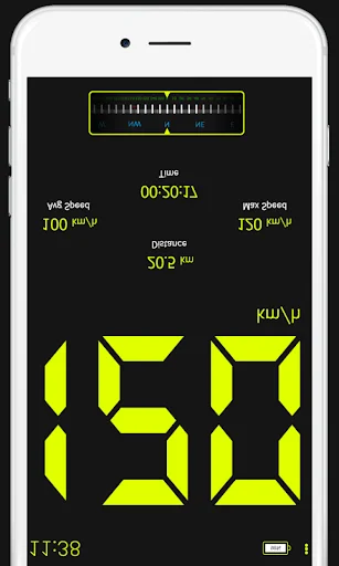 HUD mode speedometer with inverted yellow display showing 130 km/h for windshield reflection driving view