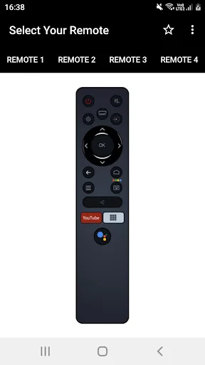 Minimalist Thomson TV remote layout Remote 5 featuring YouTube and streaming service shortcut buttons