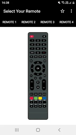 Thomson TV Remote app Remote 7 interface with full numeric keypad and colored quick-access buttons