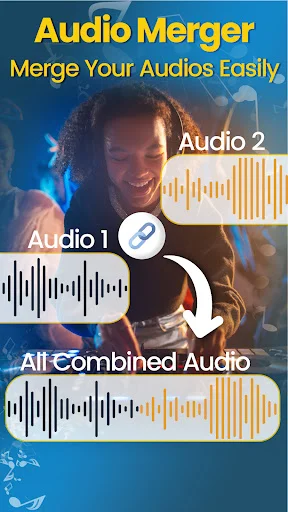Audio Merger tool showing two separate audio tracks combining into single merged audio output